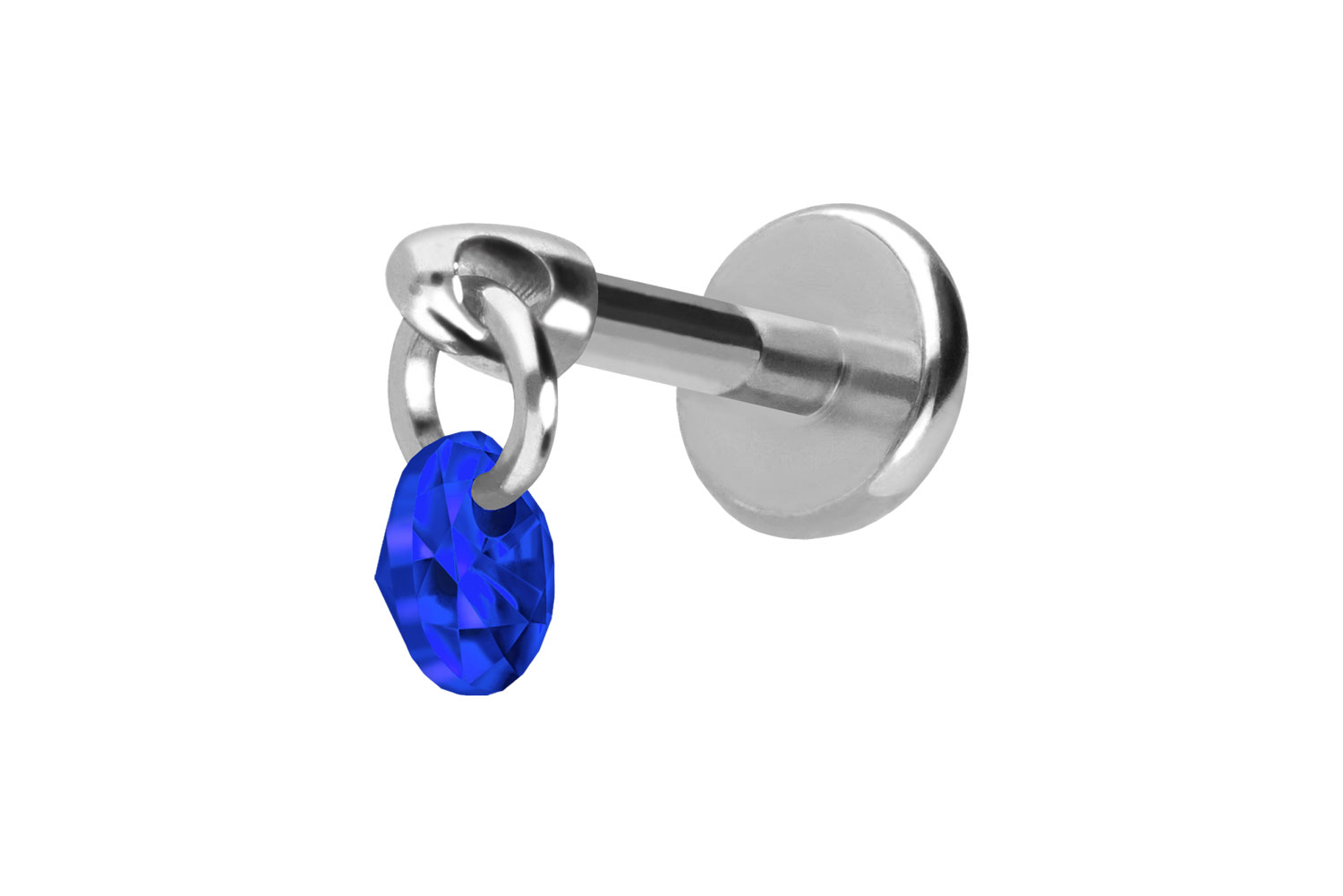 Titan Labret Piercing mit Push Fit RUNDER KRISTALL